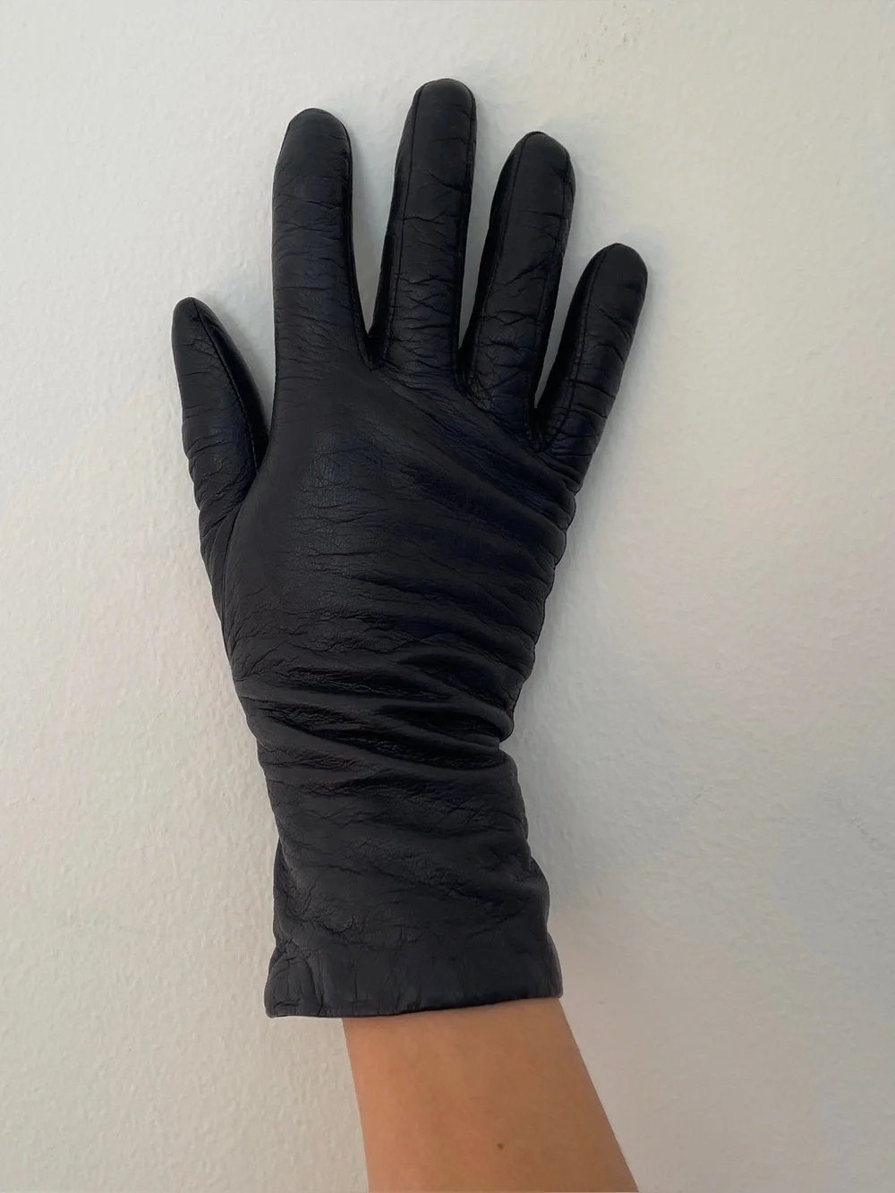 Aris Vintage leather gloves black cashmere lined genuine retro warm winter work